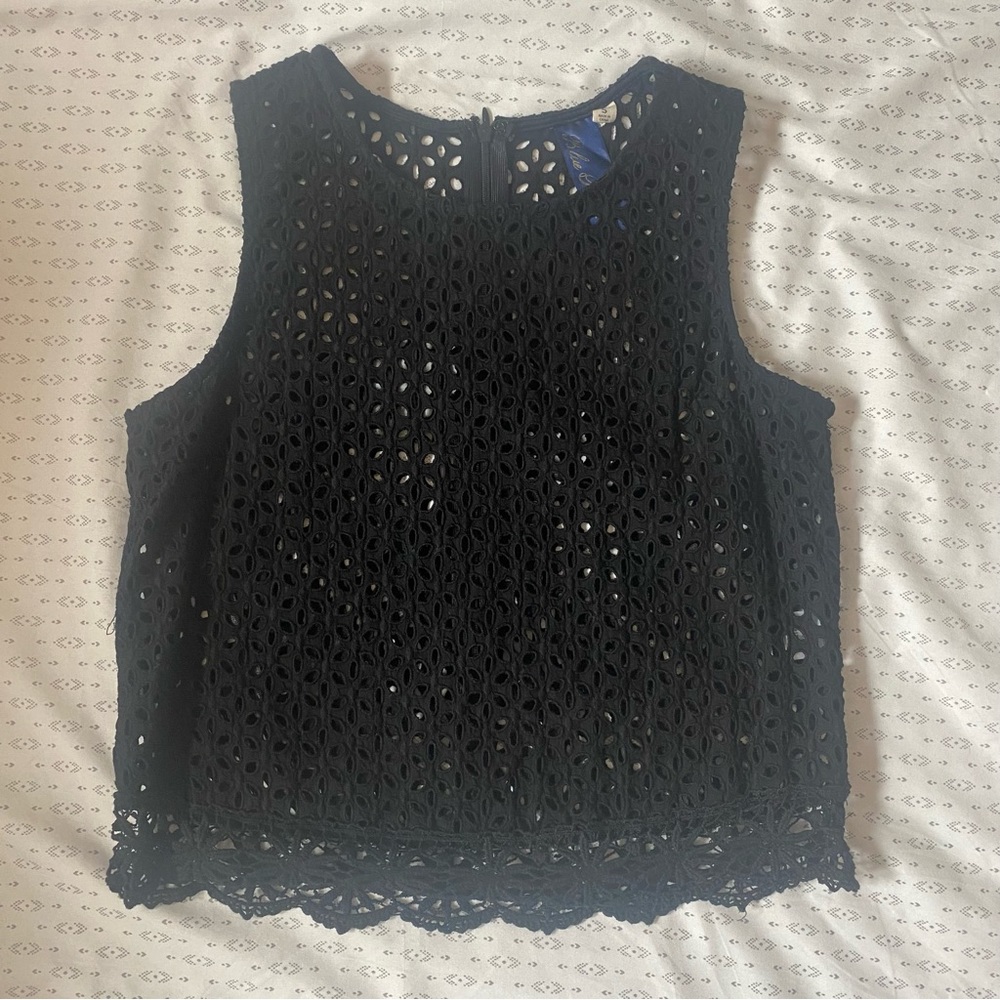Black eyelet crop top